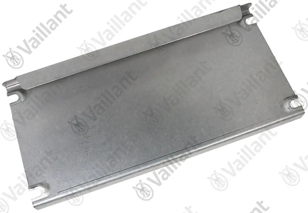 Vaillant Abdeckplatte aus Metall mit Ausschnitten zur Montage. Flache, rechteckige Form ohne erkennbare Maße oder spezifische Beschriftungen.